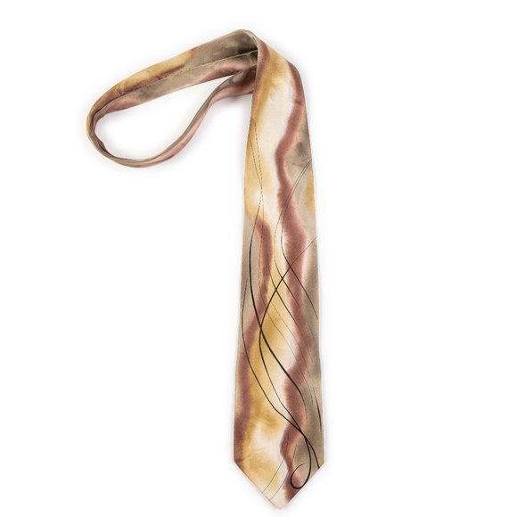 Elegant Brown and Tan Men's Tie - Picture 1 of 8